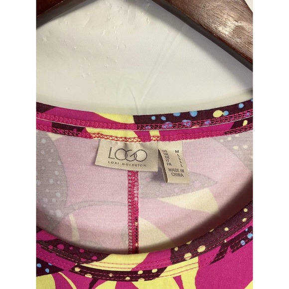 LOGO Lori Goldstein Women’s Floral Tropical Colorful Tunic Stretch Sz Medium - Picture 3 of 4